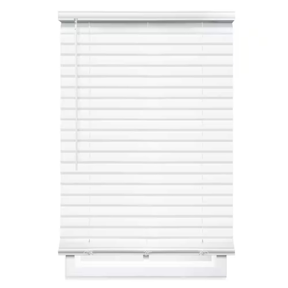 White Cordless Room Darkening Vinyl Blinds with 2 In. Slats – 70 In. W X 64 In.