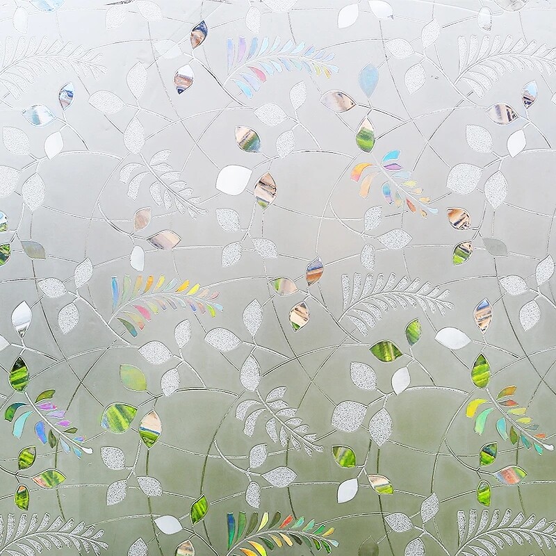 3D Leaves No Glue Static Decorative Privacy Window Films for Glass 17.7″x78.7″