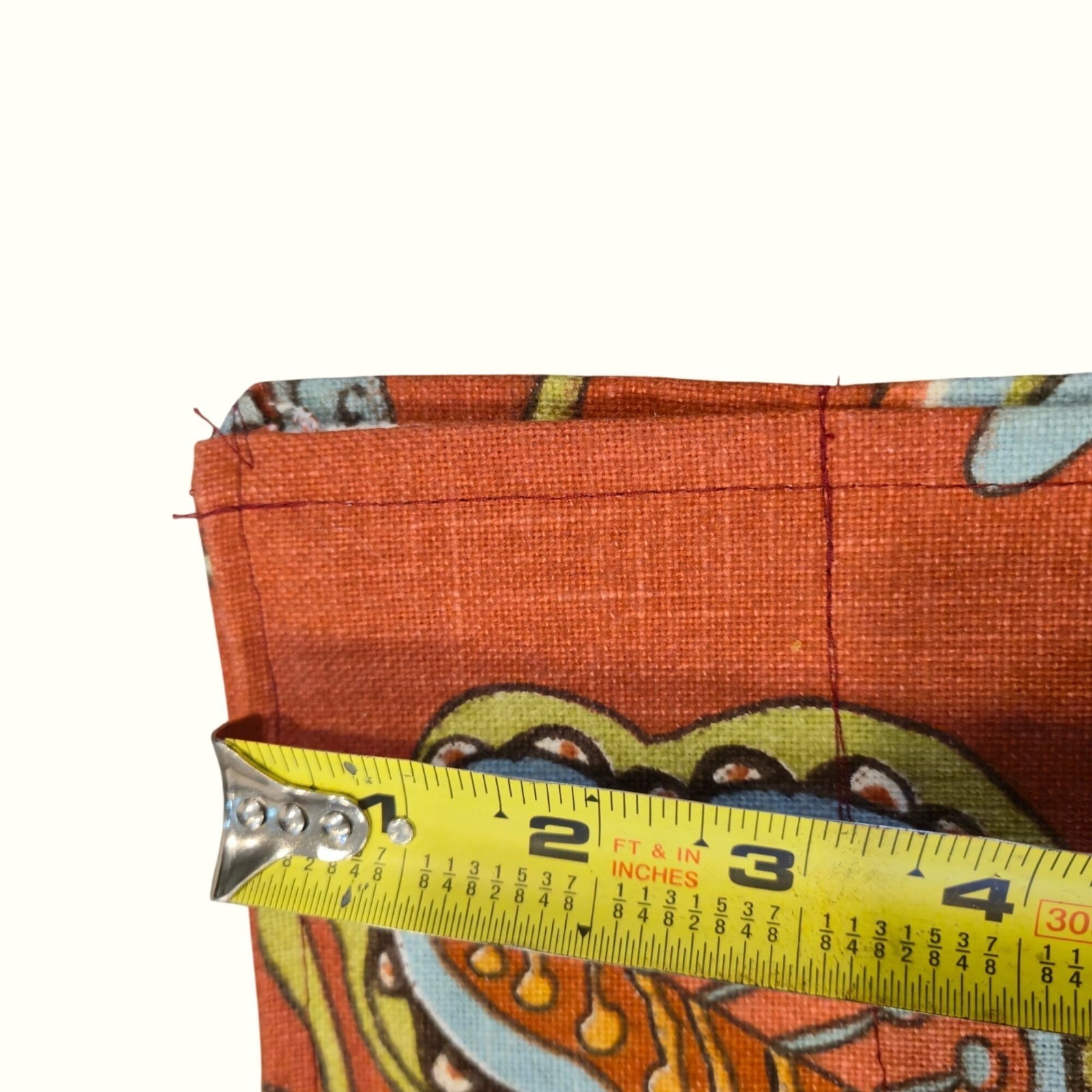 Vintage Handmade Table Runner or Valance Boho Floral Orange Paisley versatile