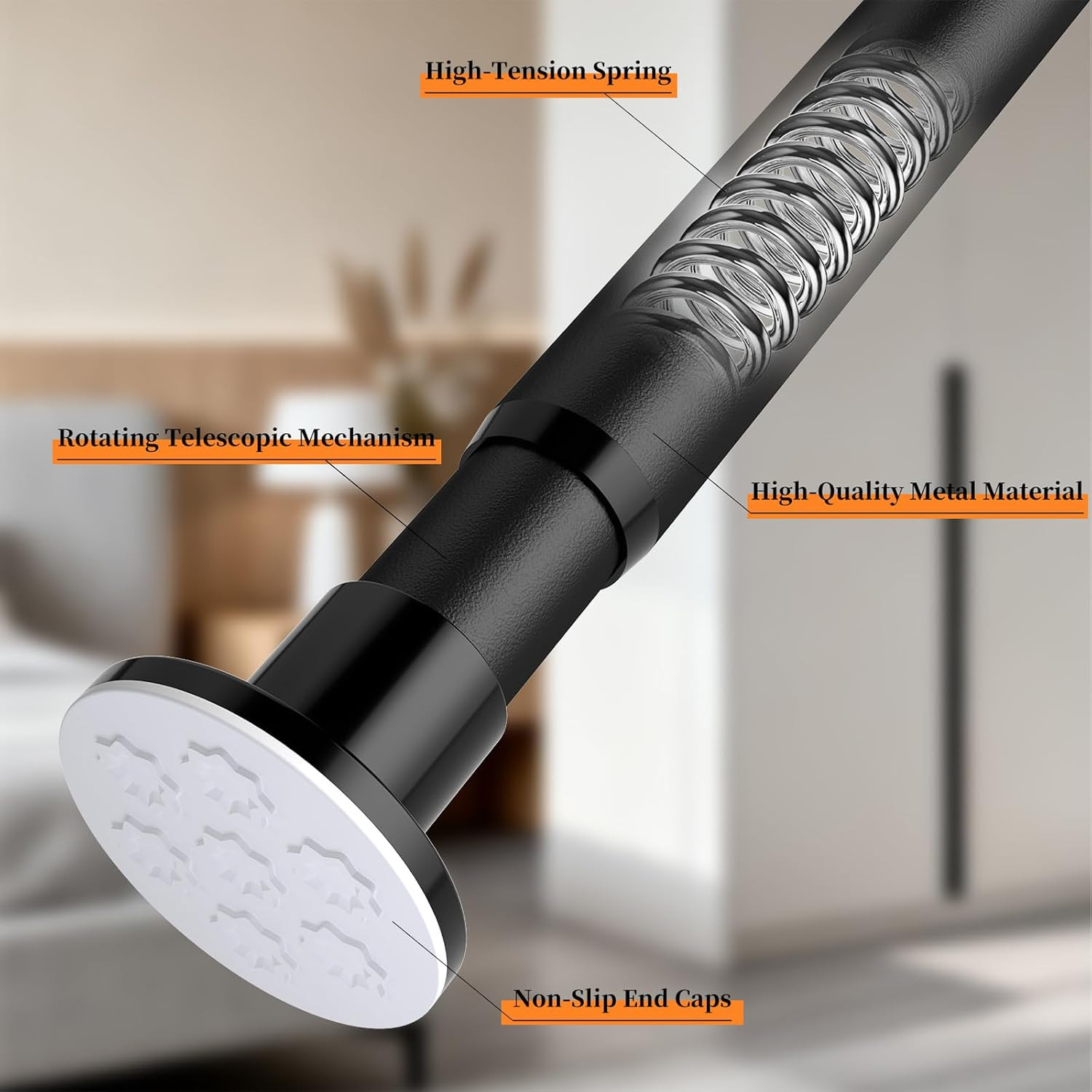 No Drilling Closet Rod Adjustable Black 28-98″ Heavy-Duty Tension Rods Hanging