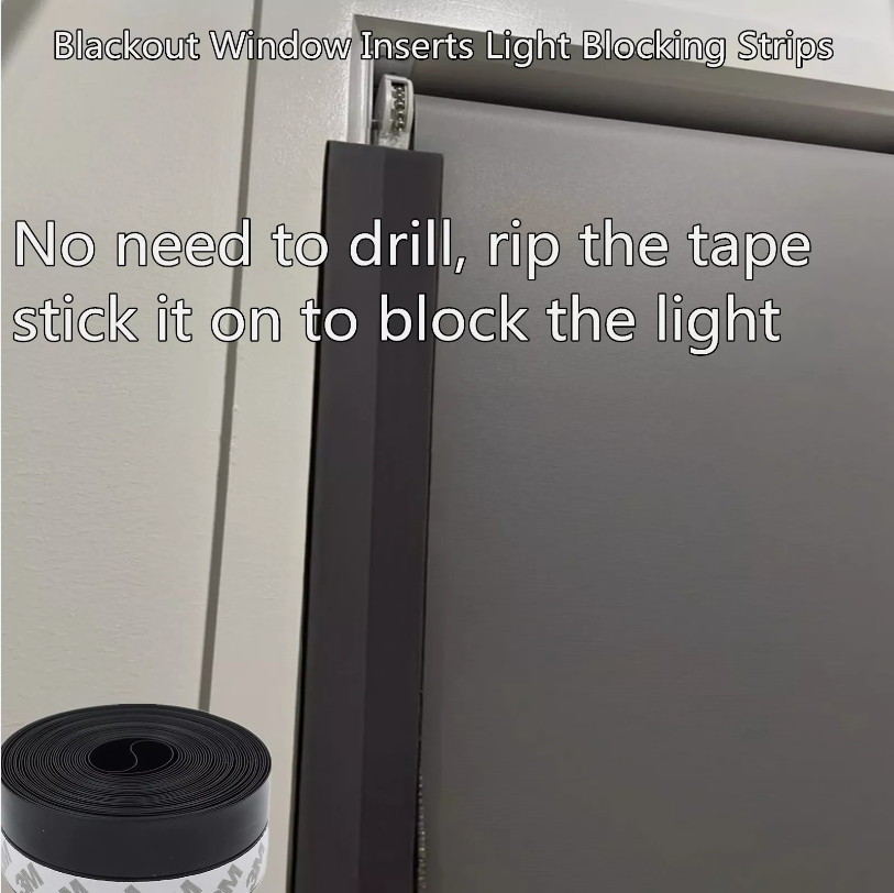 Blackout Silicone Light Blocking Strips for Window Shadesfor Bedroom Black