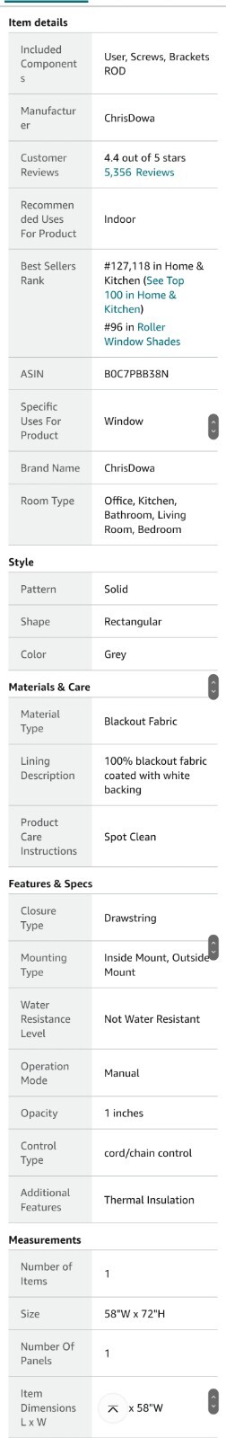 ChrisDowa 100% Blackout Roller Shade, Striped Jacquard Thermal Insulated, UV…