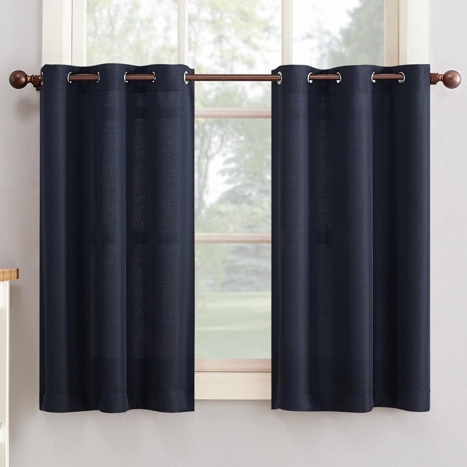 Grommet Top Navy Blue Semi-Sheer Curtain Pair – Perfect for Any Room, 2 Panels