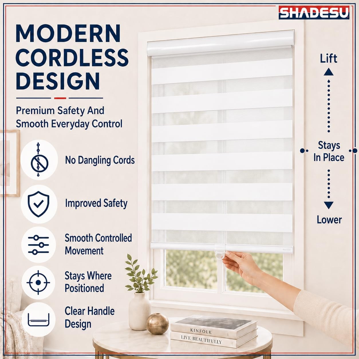 Cordless Zebra Blinds – Light Filtering Dual-Layer Window Shades for Privacy …
