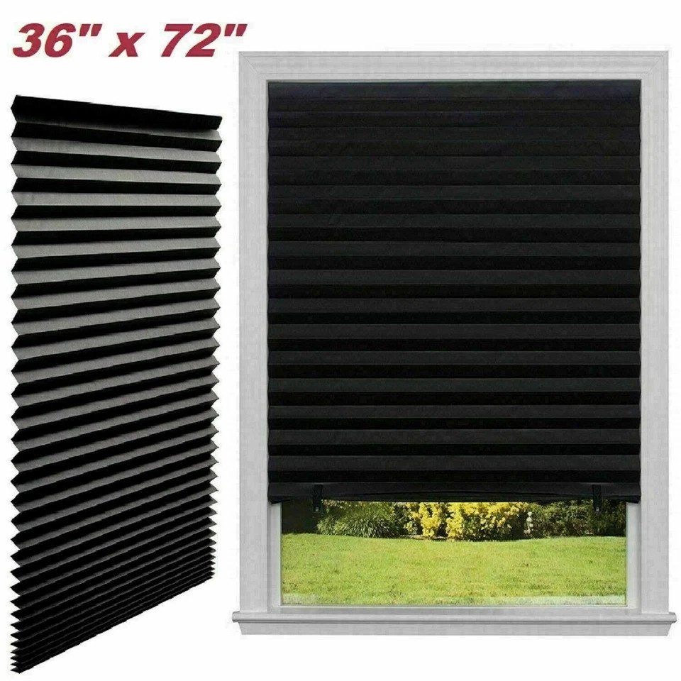 Pleated Window Paper Shades Light Filtering Blinds UV Half Blackout Curtain