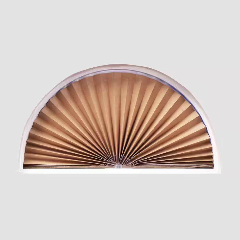 No Tools Original Arch Light Filtering Pleated Fabric Shade Natural Beige, 72 In