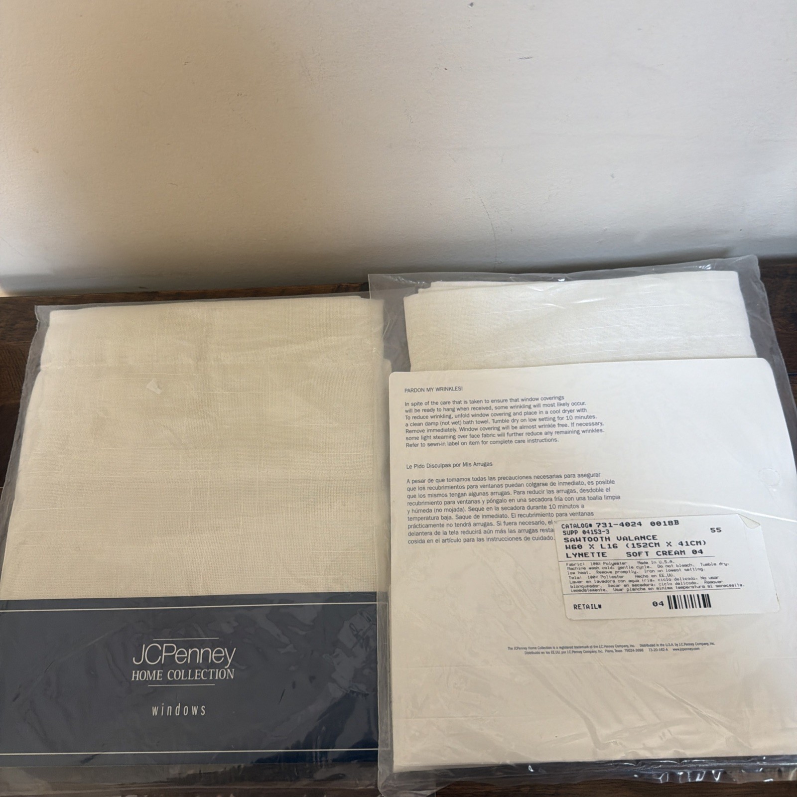 2 JcPenney Home Collection Sawtooth Valance 60x 16 Lynette Soft Cream