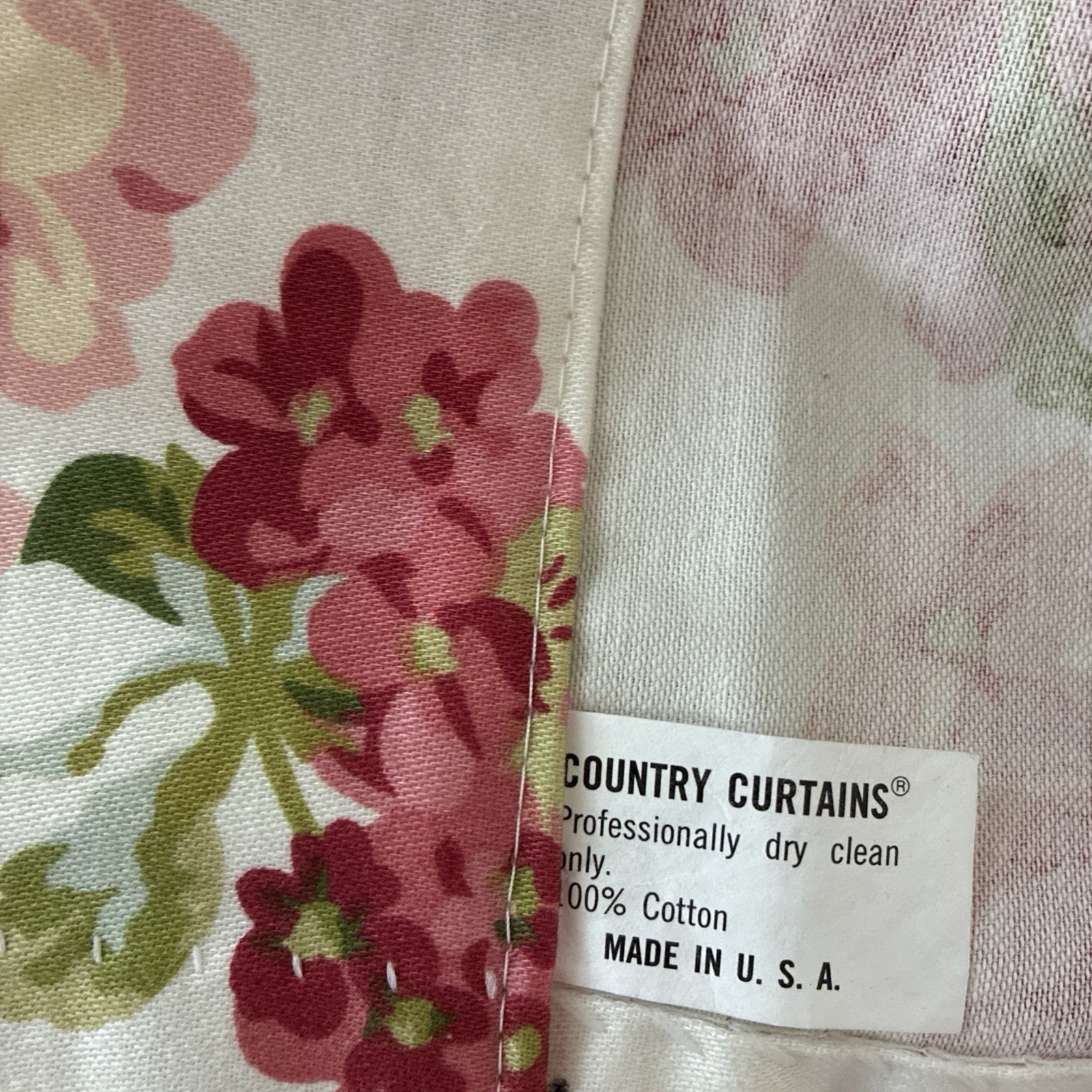 Country Curtain 2 Drapes (64×98”) Valance (88”) Pink Green Hydrangeas Lined NOS