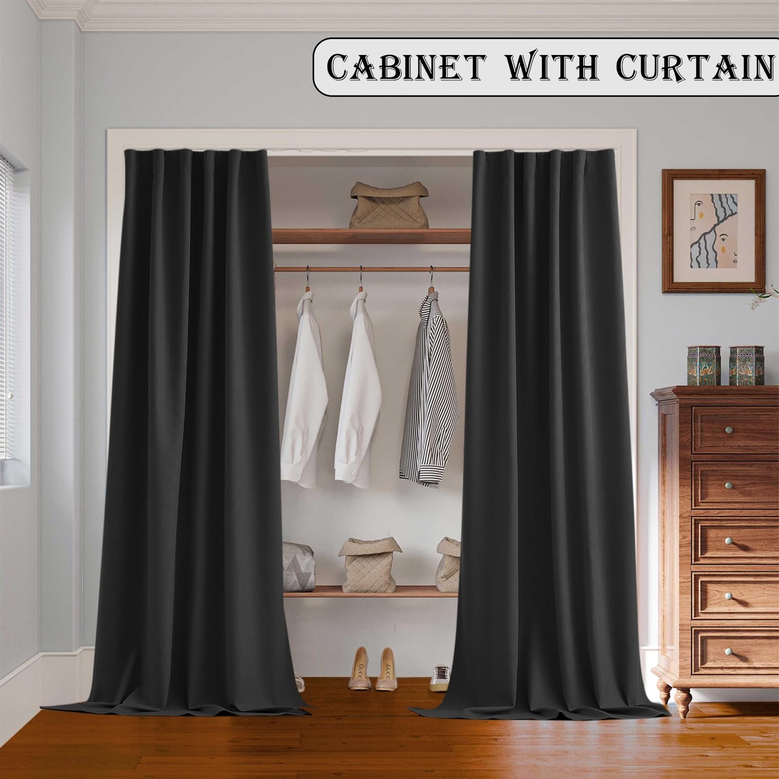 Room Divider Curtains with Ceiling Track, 95 Blackout Heavy Curtains Noise Re…