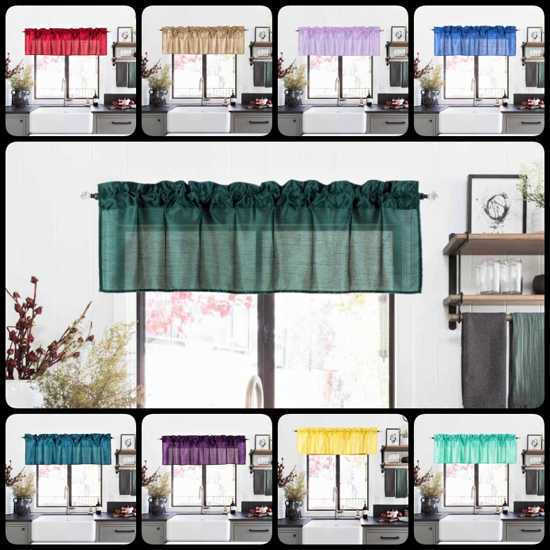 1PC S18 STRAIGHT VALANCE WINDOW CURTAIN DRAPE DOUBLE SOLID COLOR 55″ W X 18″ L