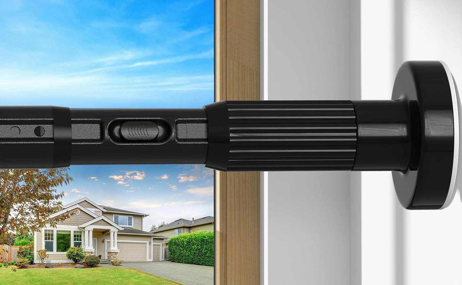 White Tension Curtain Rod 41-126In(4-10Ft), Long Outdoor Curtain Rod No Drilling
