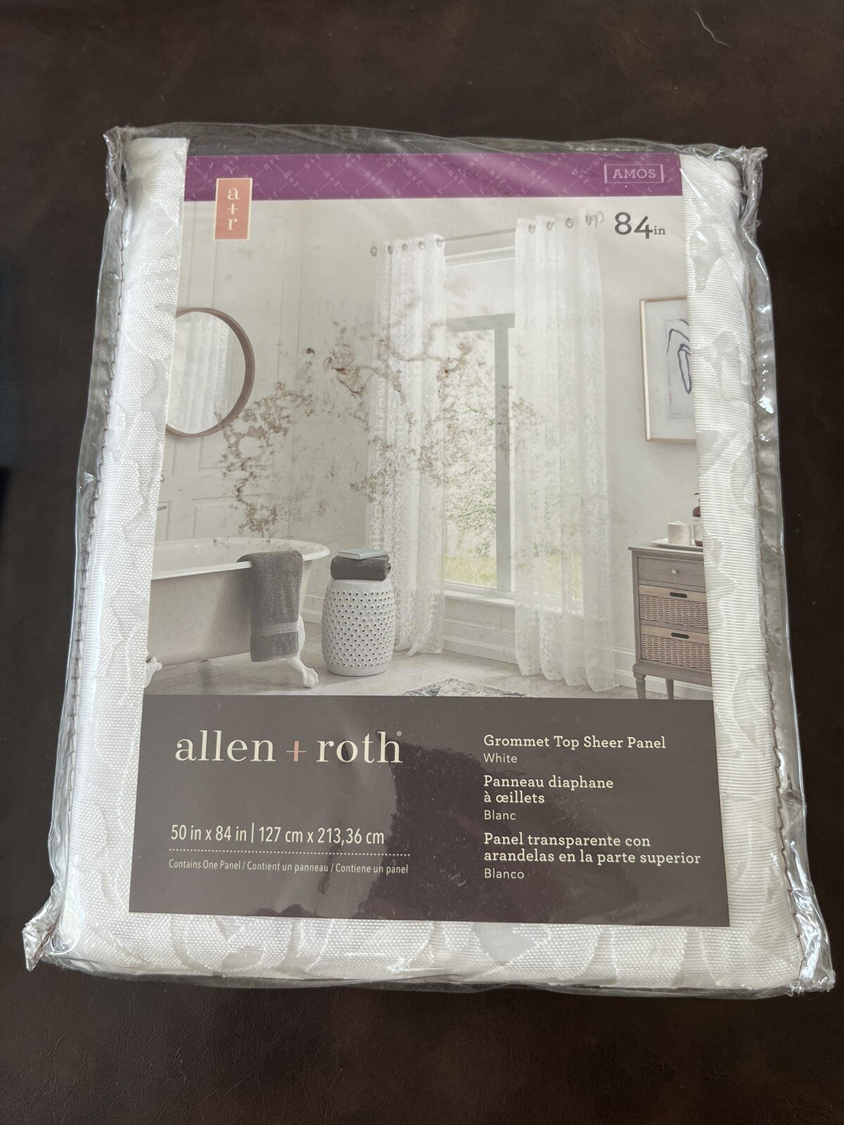 Allen + Roth Amos Grommet Top Sheer Panel White 50″ x 84″ Brushed Nickel Grommet