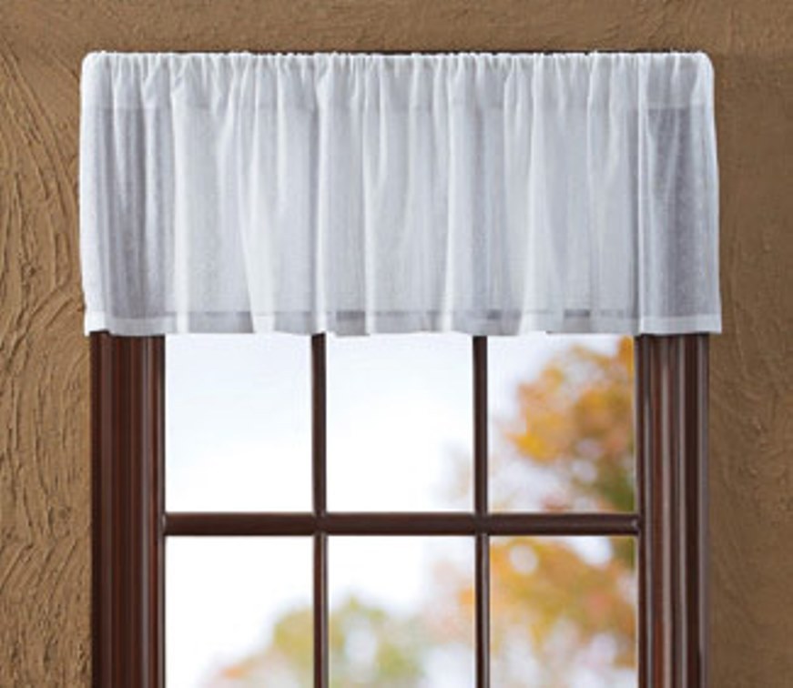 WHITE SHEER DOBBY WEAVE VALANCE 16X90″ UNLINED COTTON STITCHING PATTERN