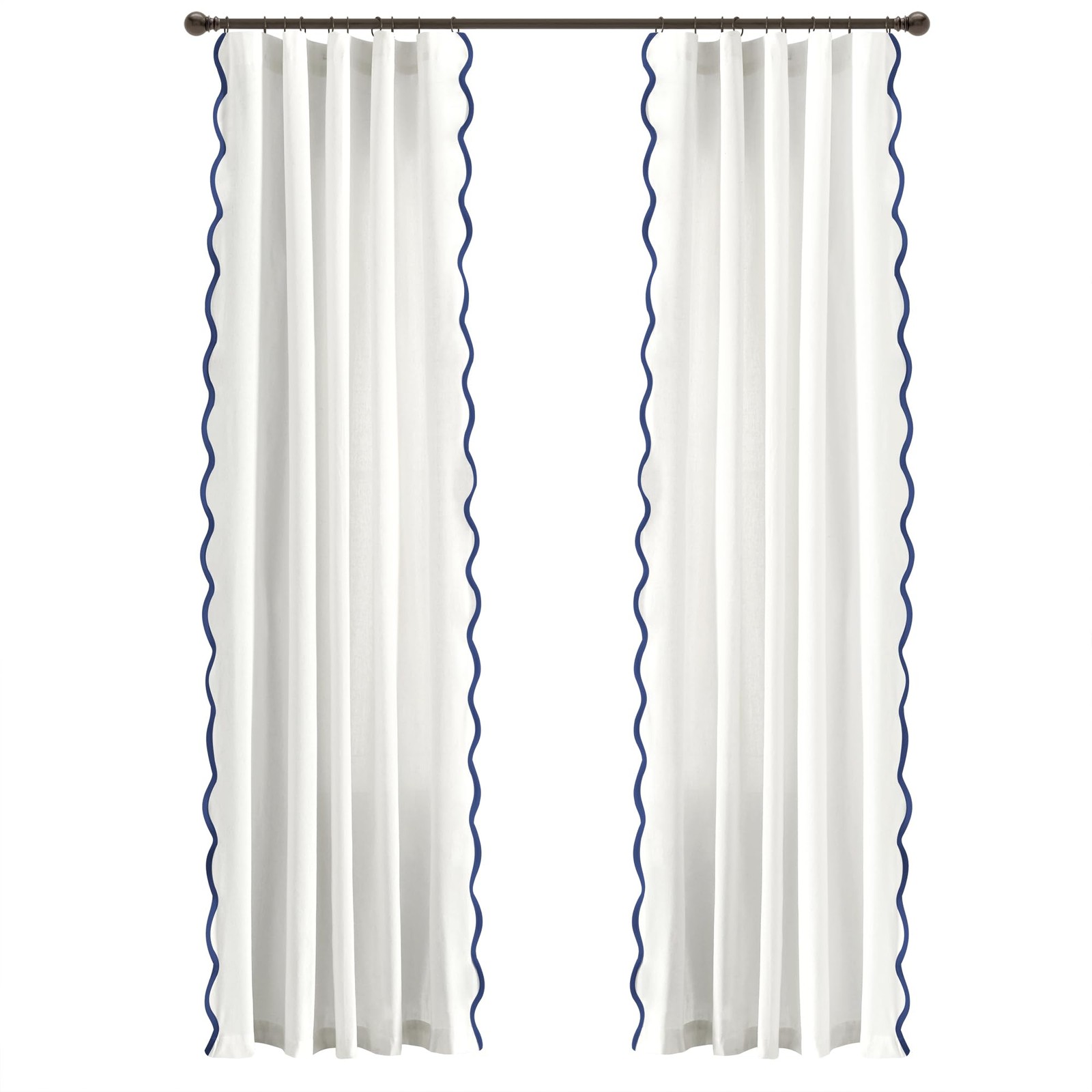 Coastal Chic Scallop Edge Window Curtain Panel Pair 52 W X 84 L Navy W