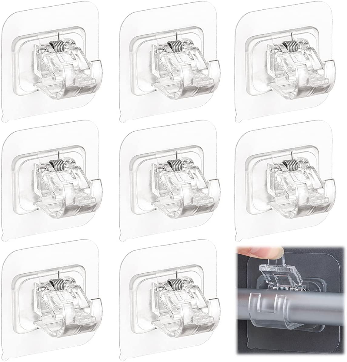 8Pcs Curtain Rod Brackets Pole Drapery Hook Holder No Drilling Self Adhesive USA