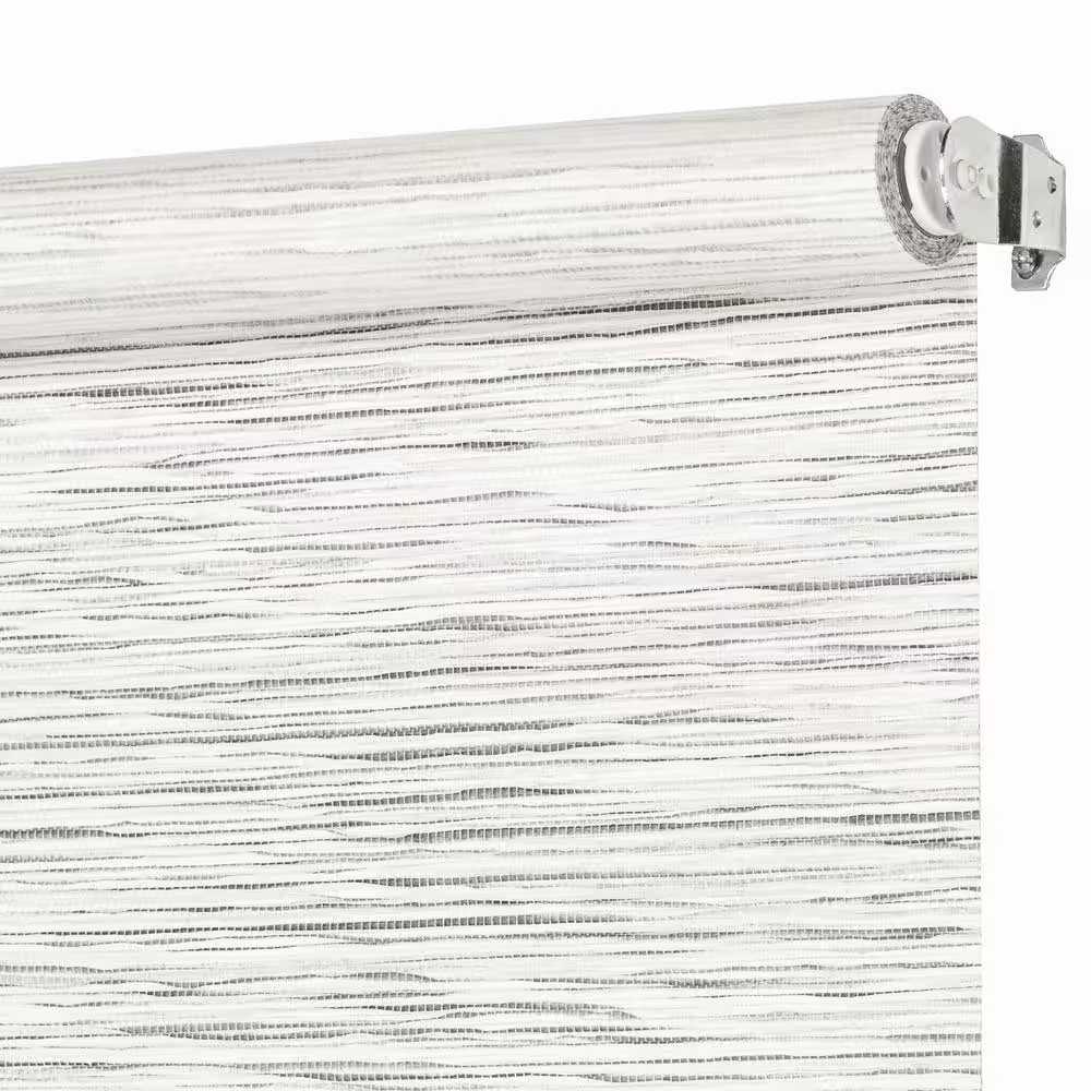 Privacy Silver Gray Cordless Light Filtering Woven Fabric Roller Shade 37 In. W