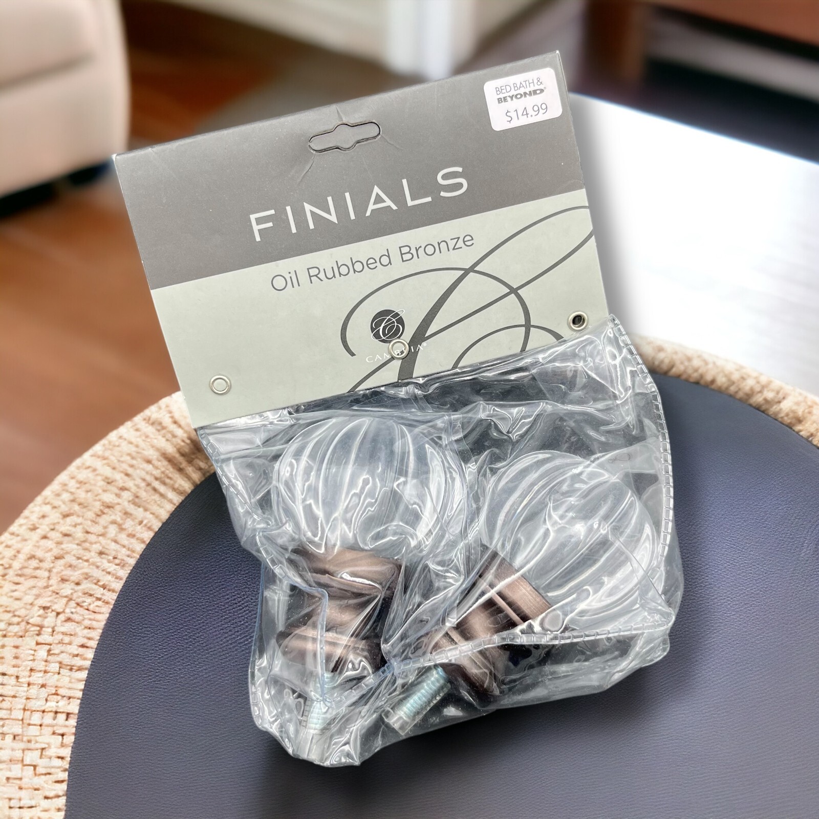 Oil Rubbed Bronze Clear Crystal Drapery Finials Cambria Classic 5/8 in Pack