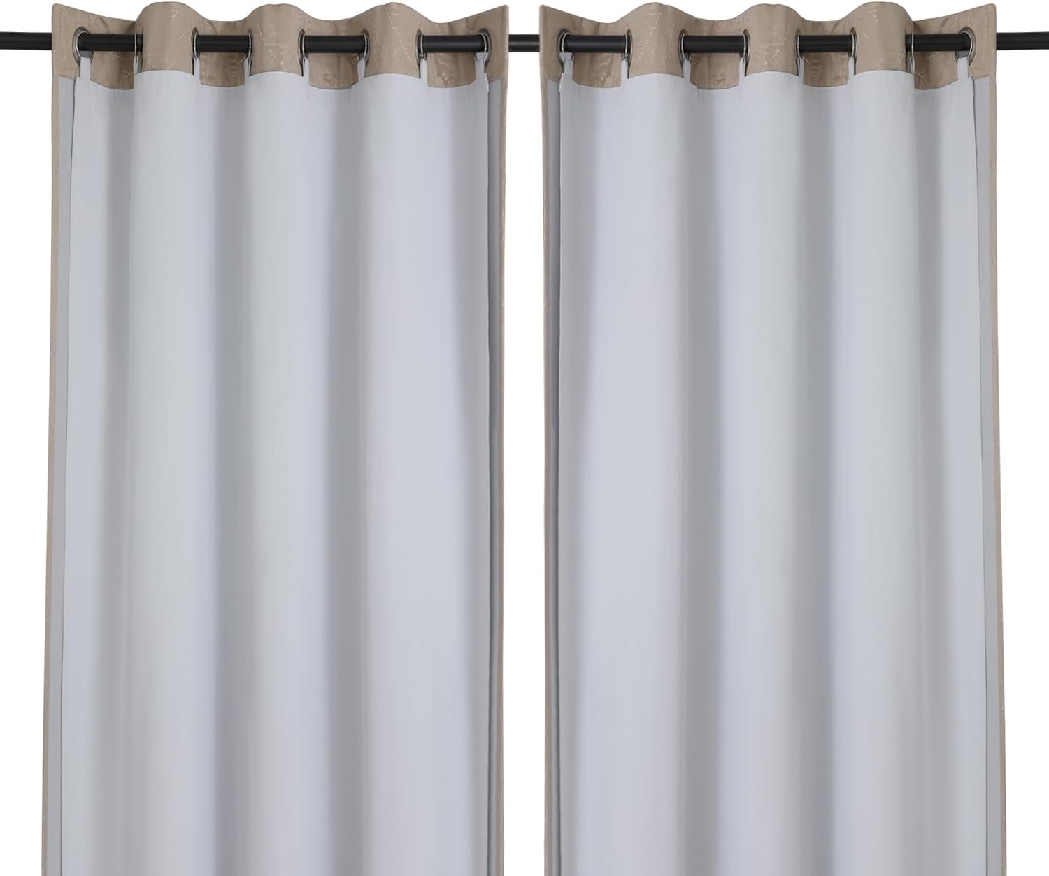 (Set of 2) Panels 100% Blackout Curtain Liners Grey / White 50″ Wide x 80″ Long