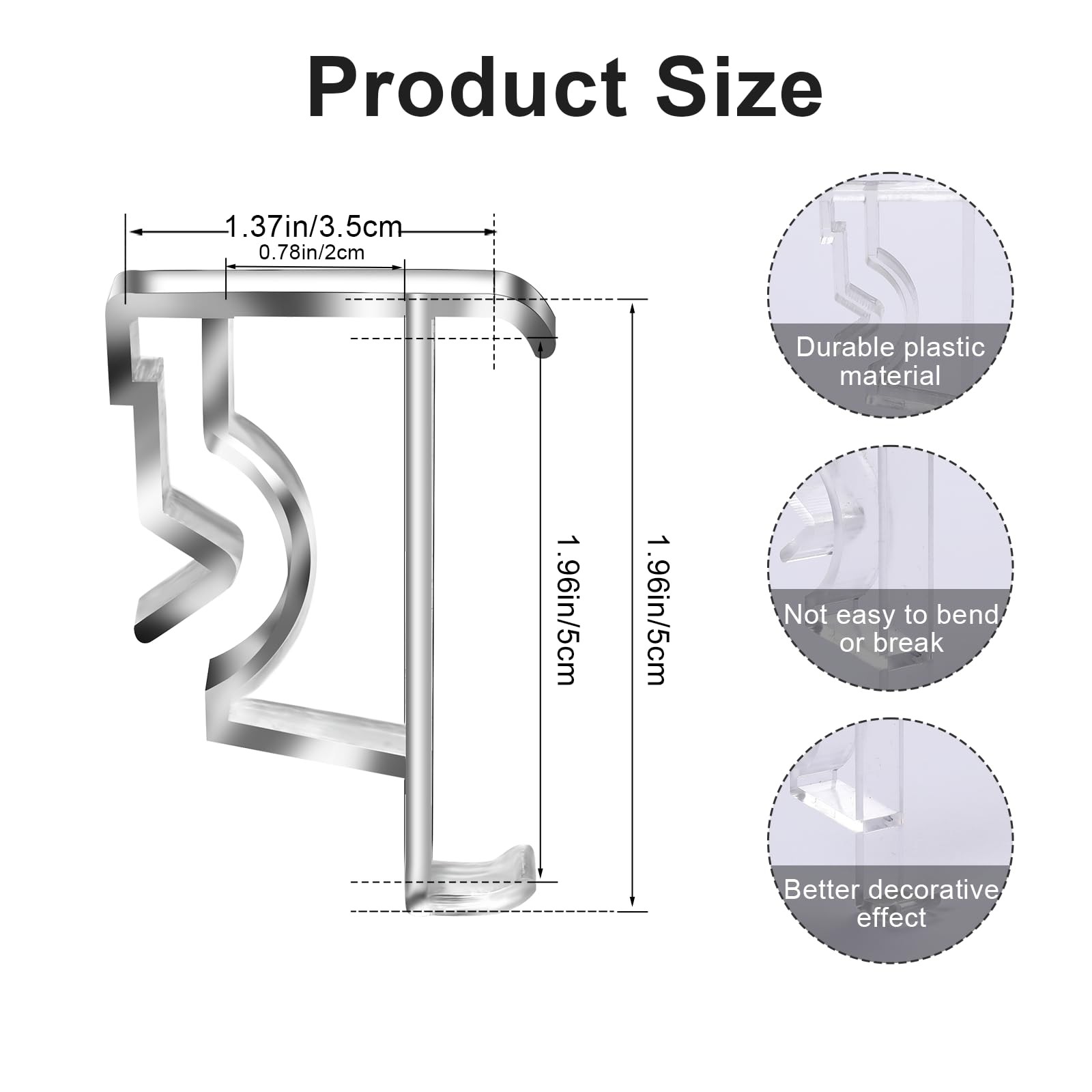 12 Pcs Valance Blind Clips Replacement Clear 2 Inch Plastic Hidden Clips for Hor