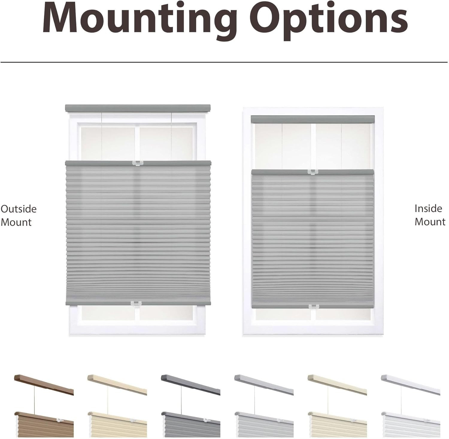 Cordless Light Filtering Cellular Shade, 58.5″ W x 60″ H, Gray