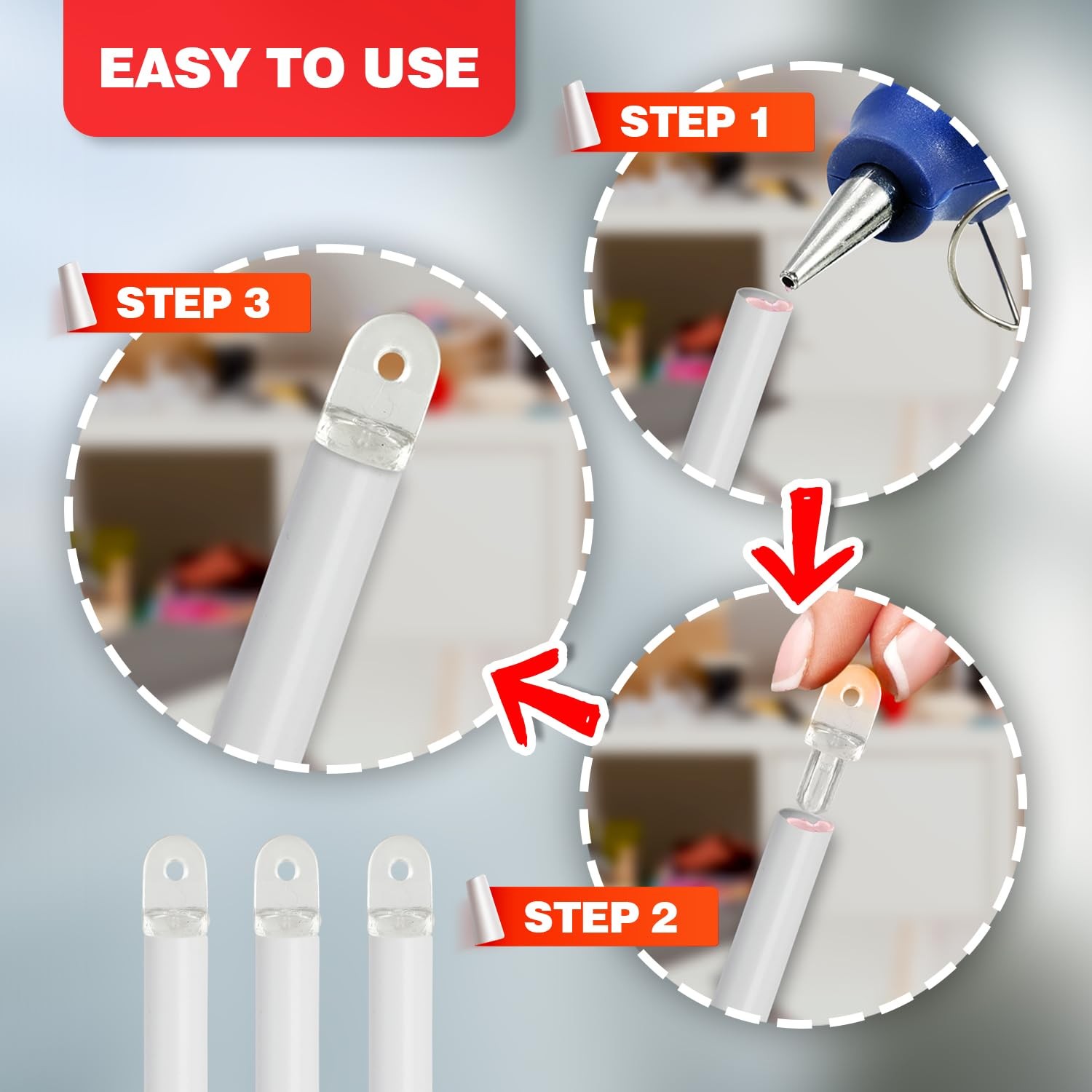 Amazing Drapery Hardware Wand Tip with Eyelet for Wood Wands, 6 6 pack, Clear