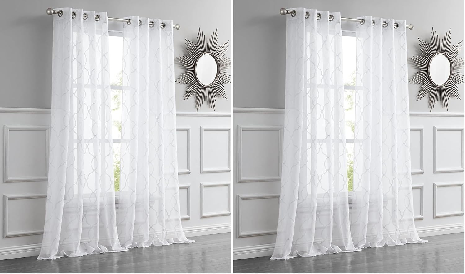 White Contemporary 3D Textured Curtains – 54X84 Inches – White and Patterned She