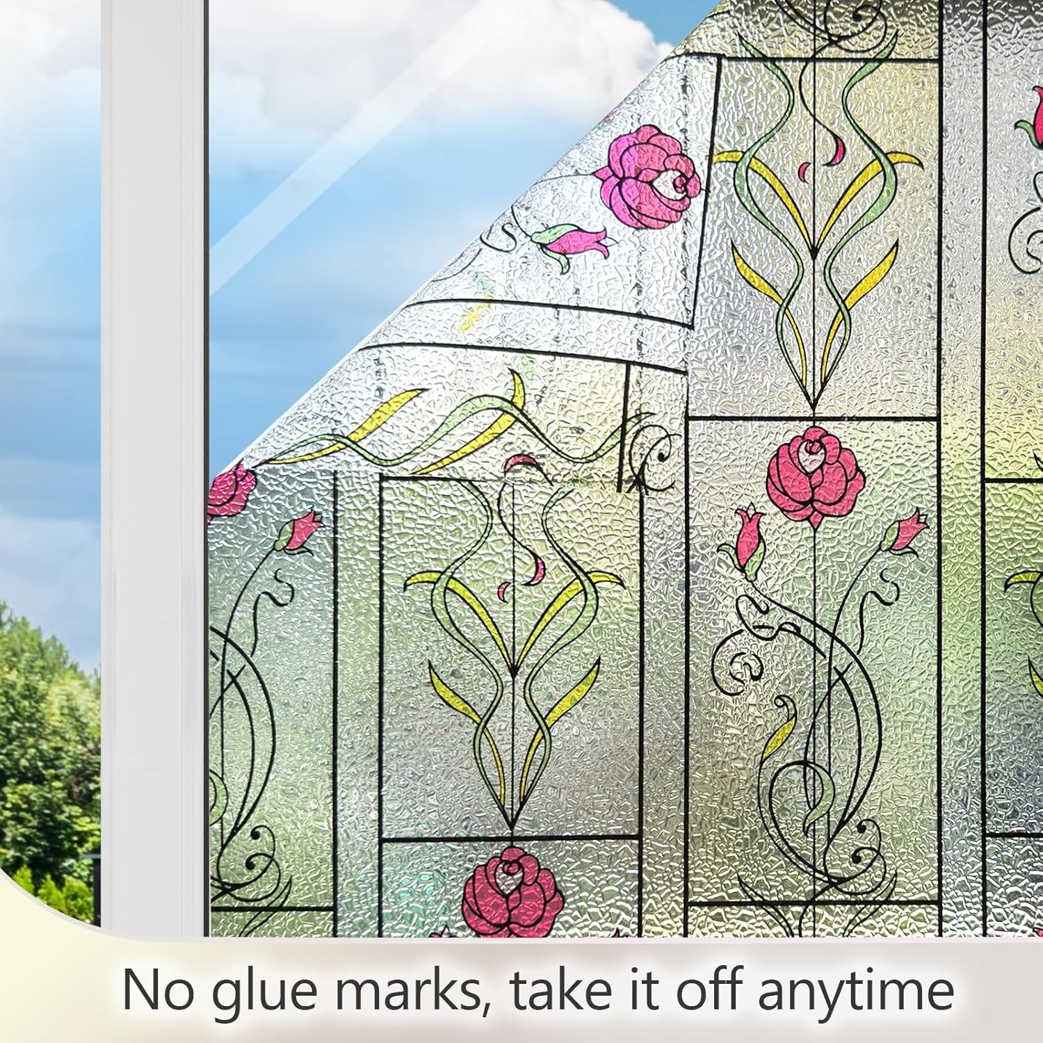 17.5 Inch x 6.5 Feet Rose Decorative Window Film – Privacy & UV Protection