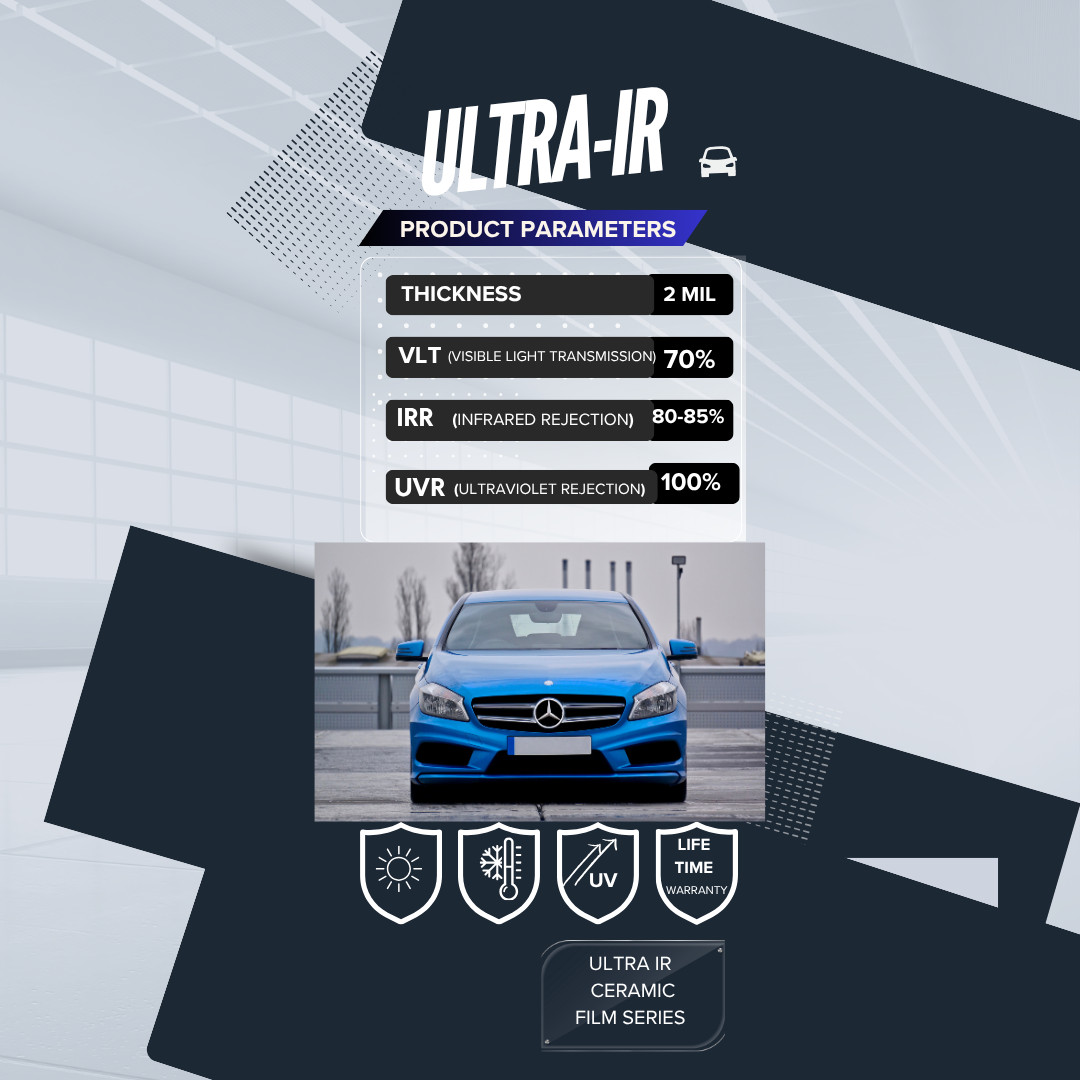 Ceramic Window Film Ultra IR Series 2Mil Heat & UV Protection,99.9%UVR,80-85%IRR