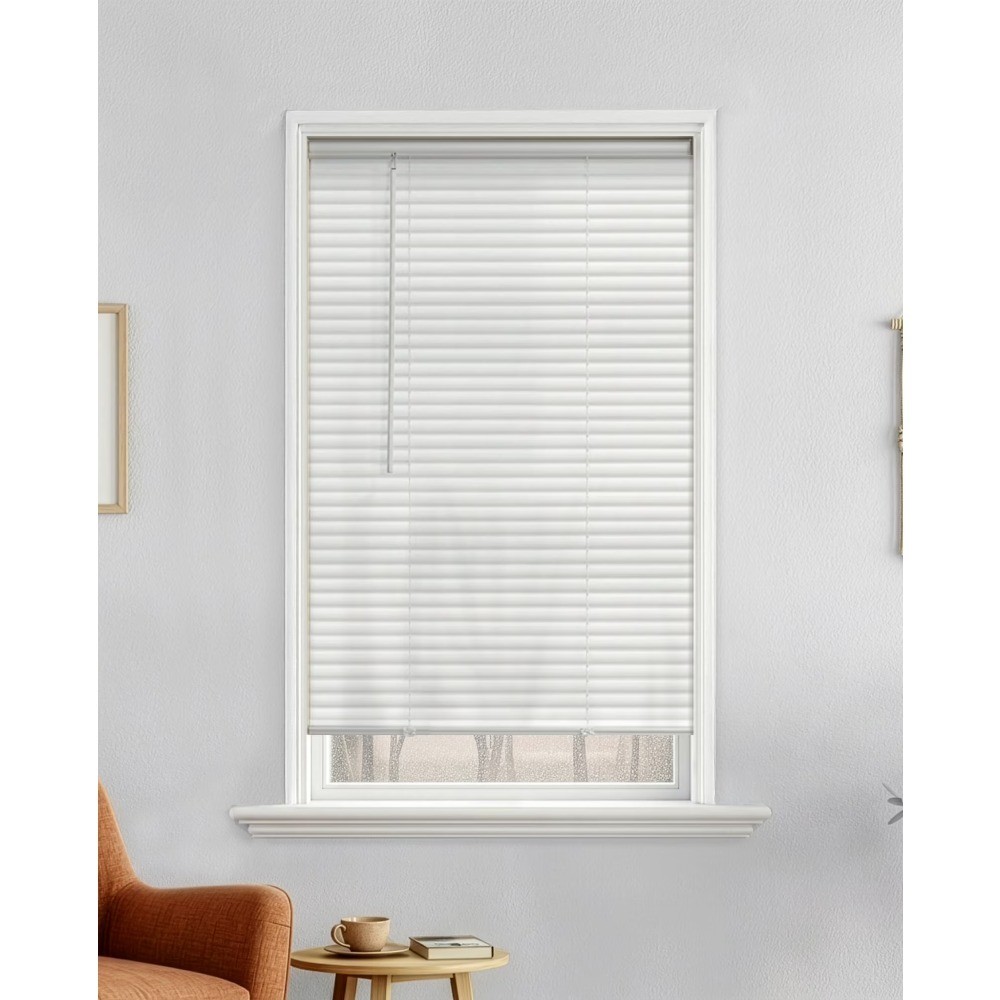 Cordless Vinyl Light Filtering Mini Blind for Window White 23 Inches Wide by 42