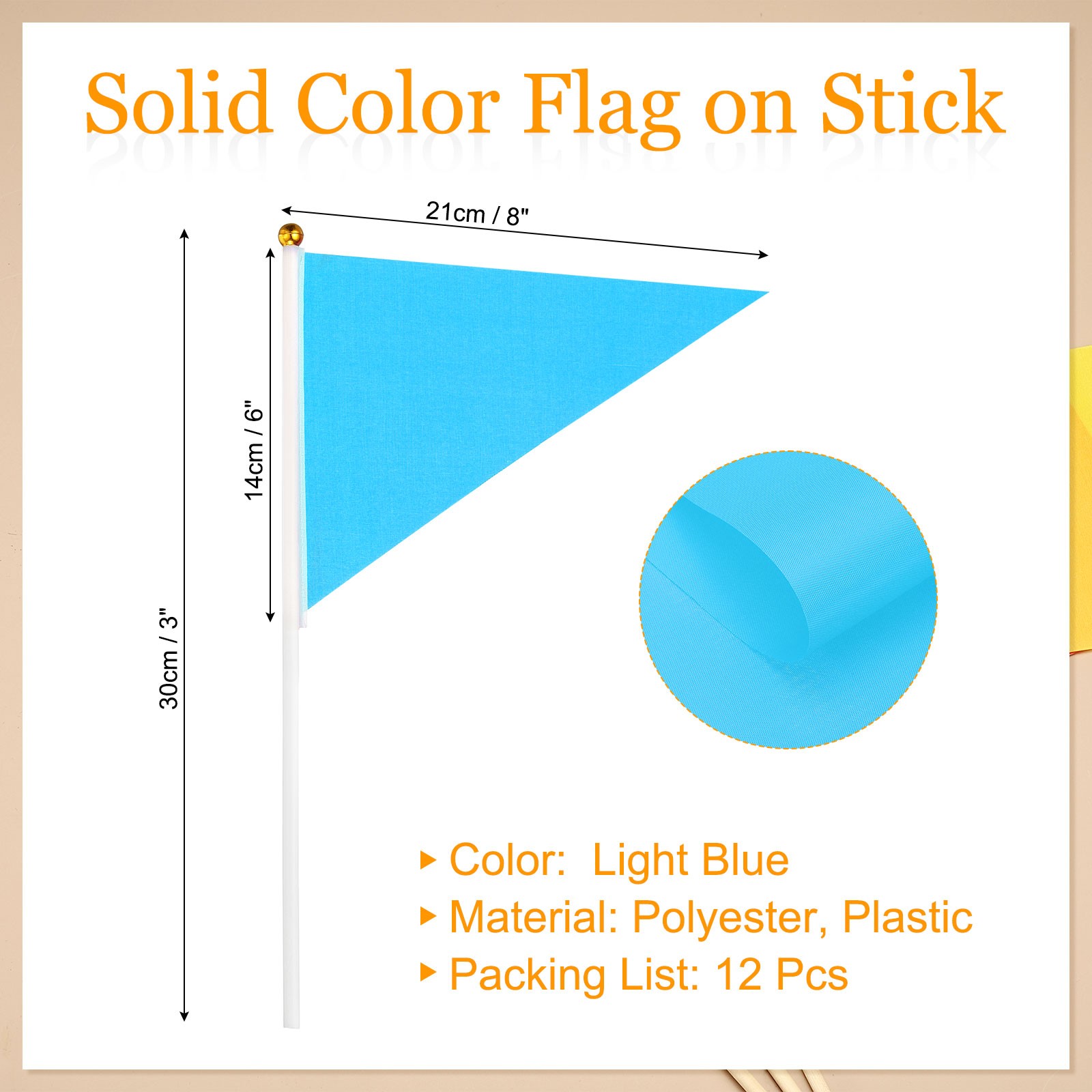 12Pcs 8×3 Inch Mini Pennant Flags for DIY Graffiti Light Blue