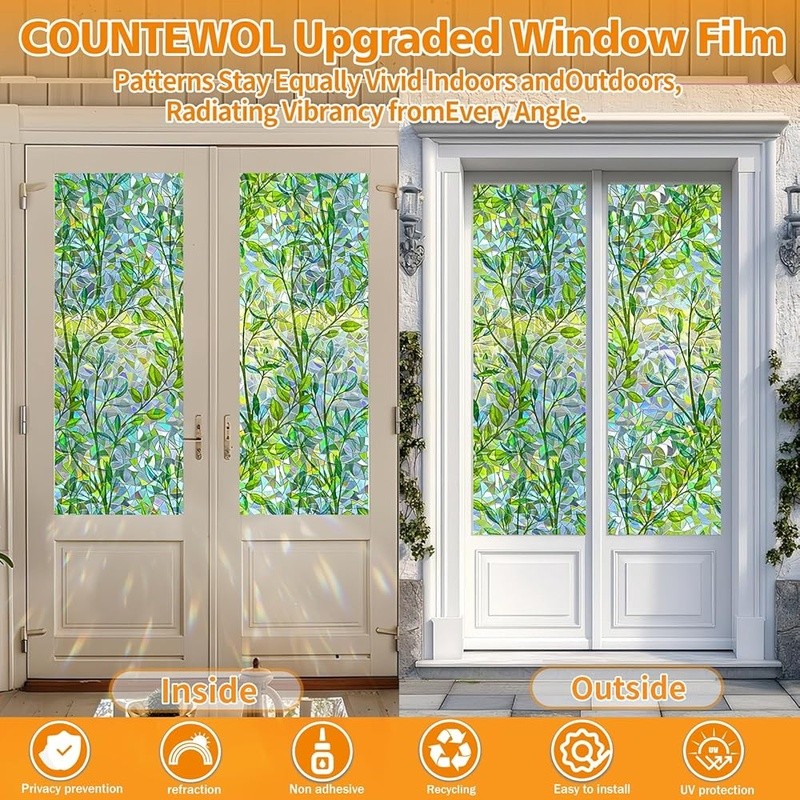 Leaf Window Film Privacy Light Control Easy Install Removable Static Cling New