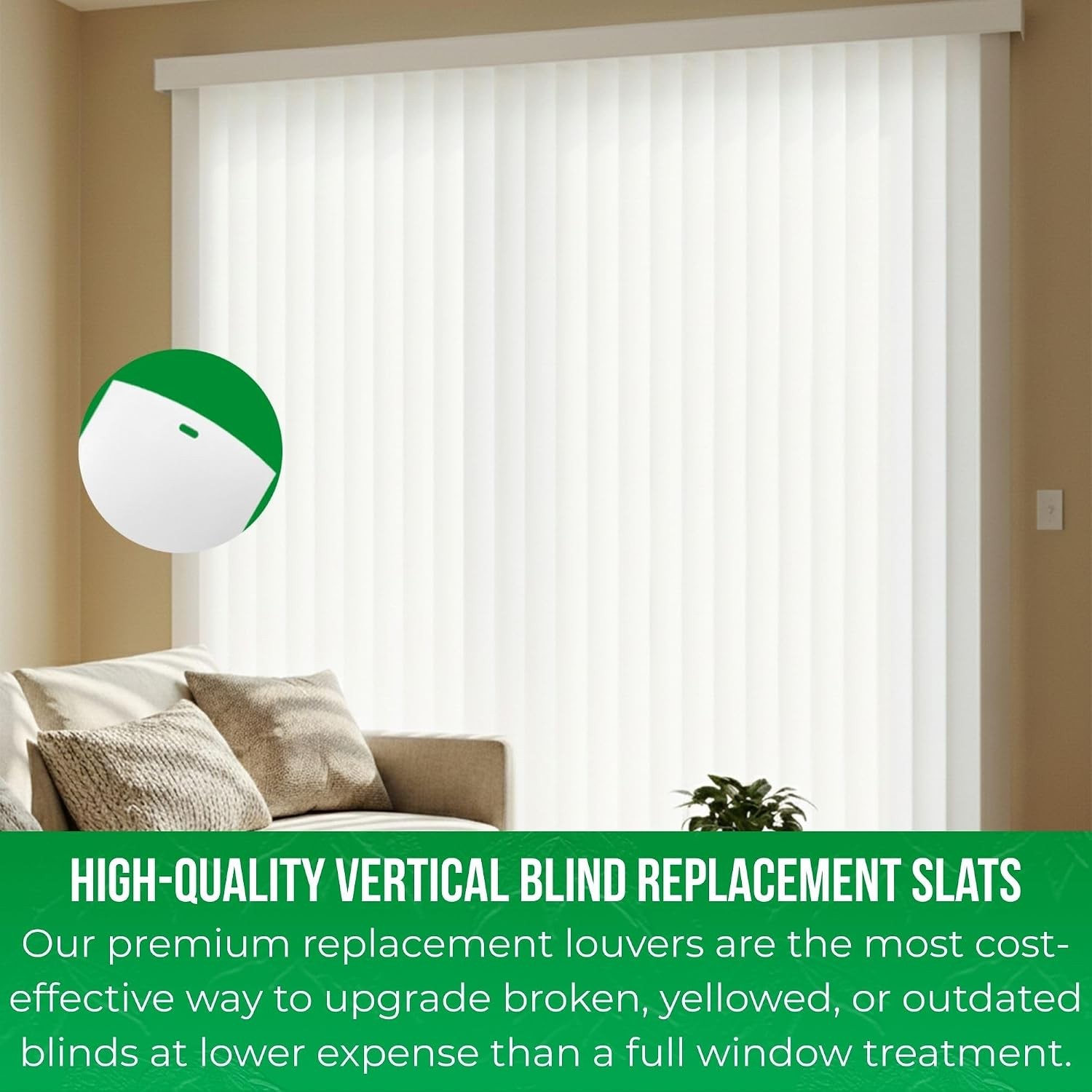 Vertical Blinds Replacement Slats White Heavy Duty PVC Vinyl Smooth Curved
