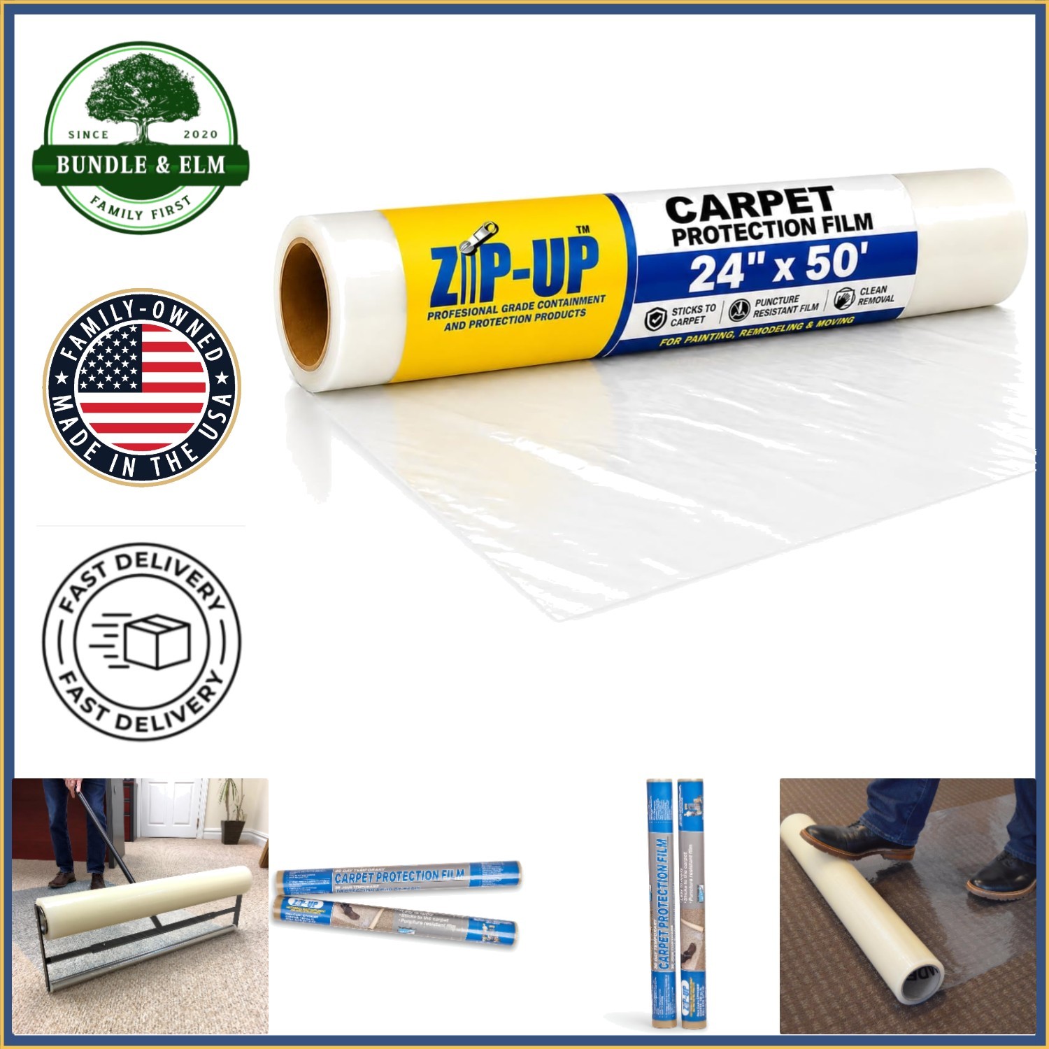 Easy-Install Carpet Protection Film 24″ x 50′ for Commercial and Residential