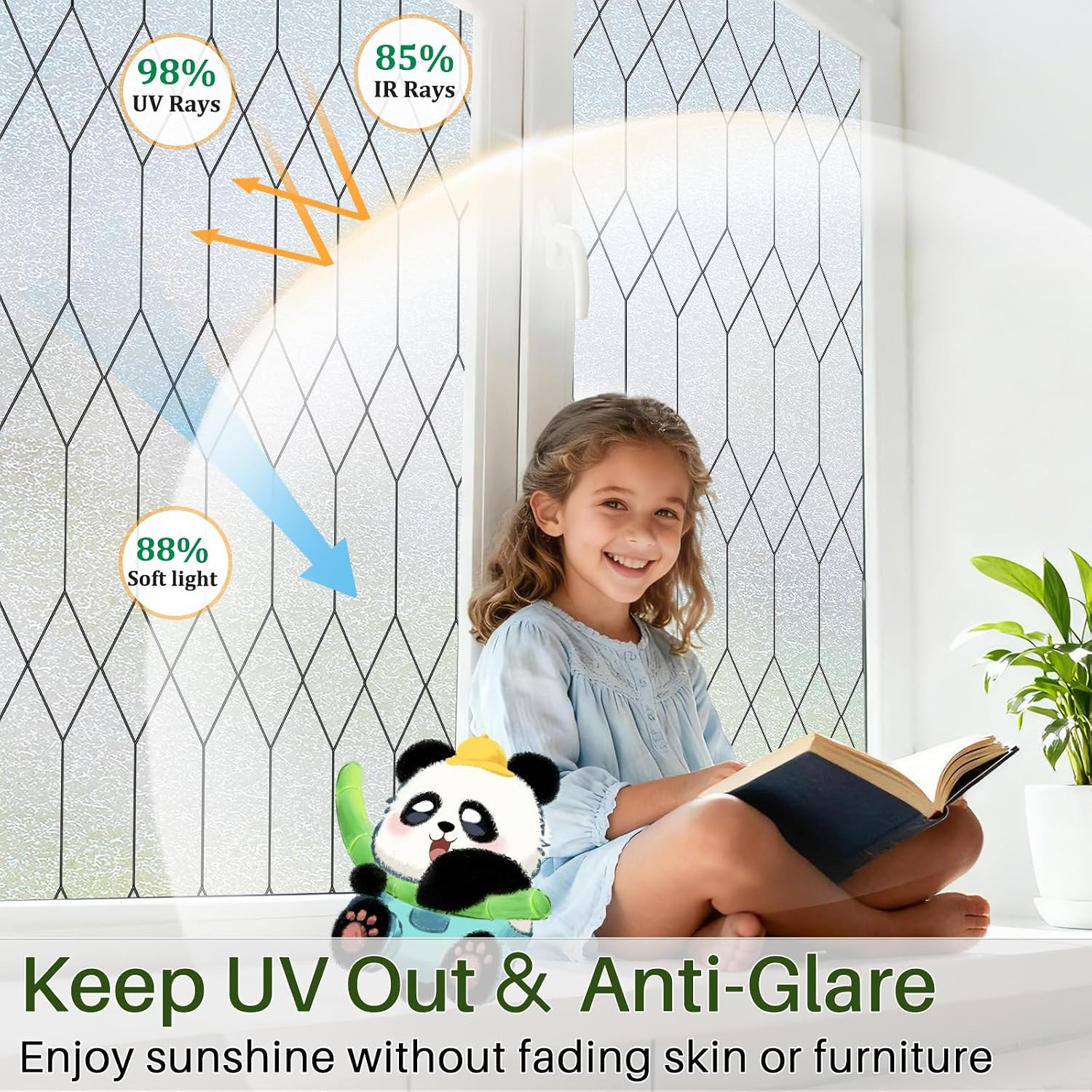 Window Privacy Film Stained Glass Static Clings,(17.5 x 78.8in,Pure)