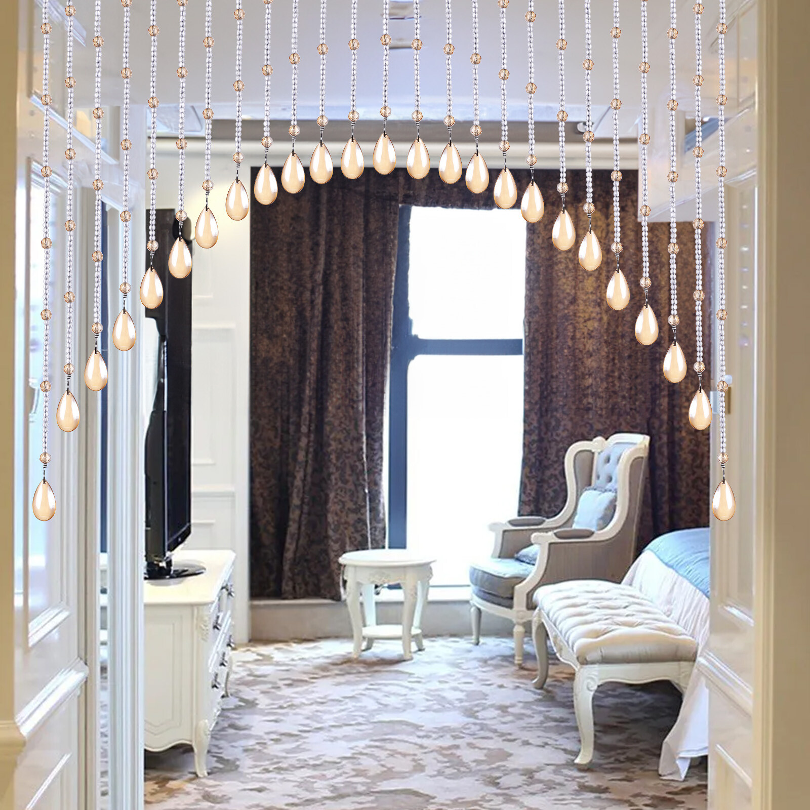 25 String Arched Crystal Door String Hanging Glass Beaded Curtains Beads Valance