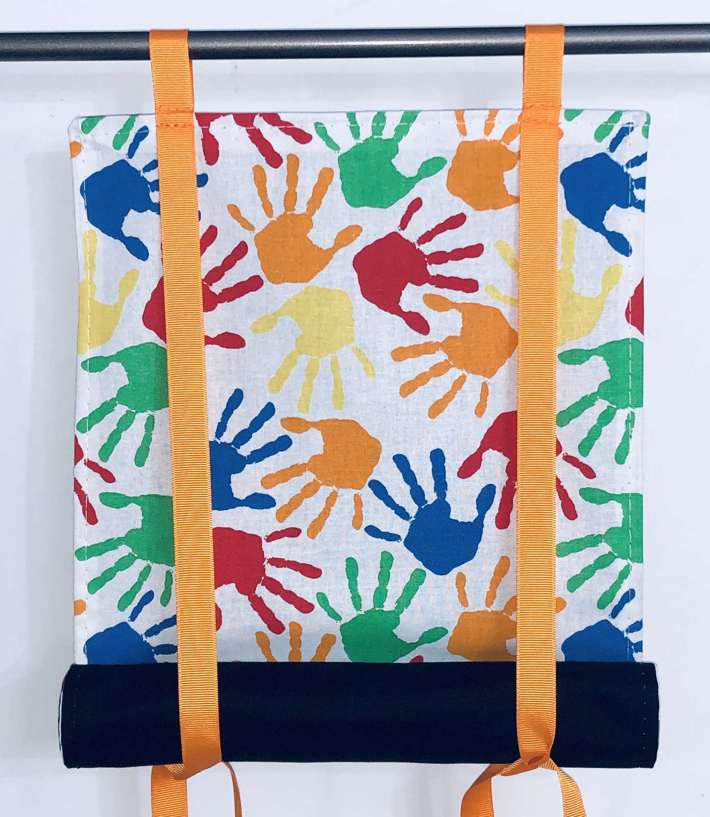 Classroom Door Window Curtain Kids Handprints White Roll Up Privacy School Panel