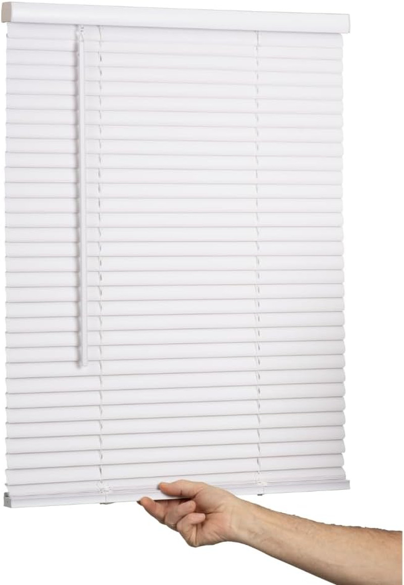 Cordless Mini Blind, 1″ Vinyl Slats, 22″ Wide X 36″ Long – White, Window Blinds