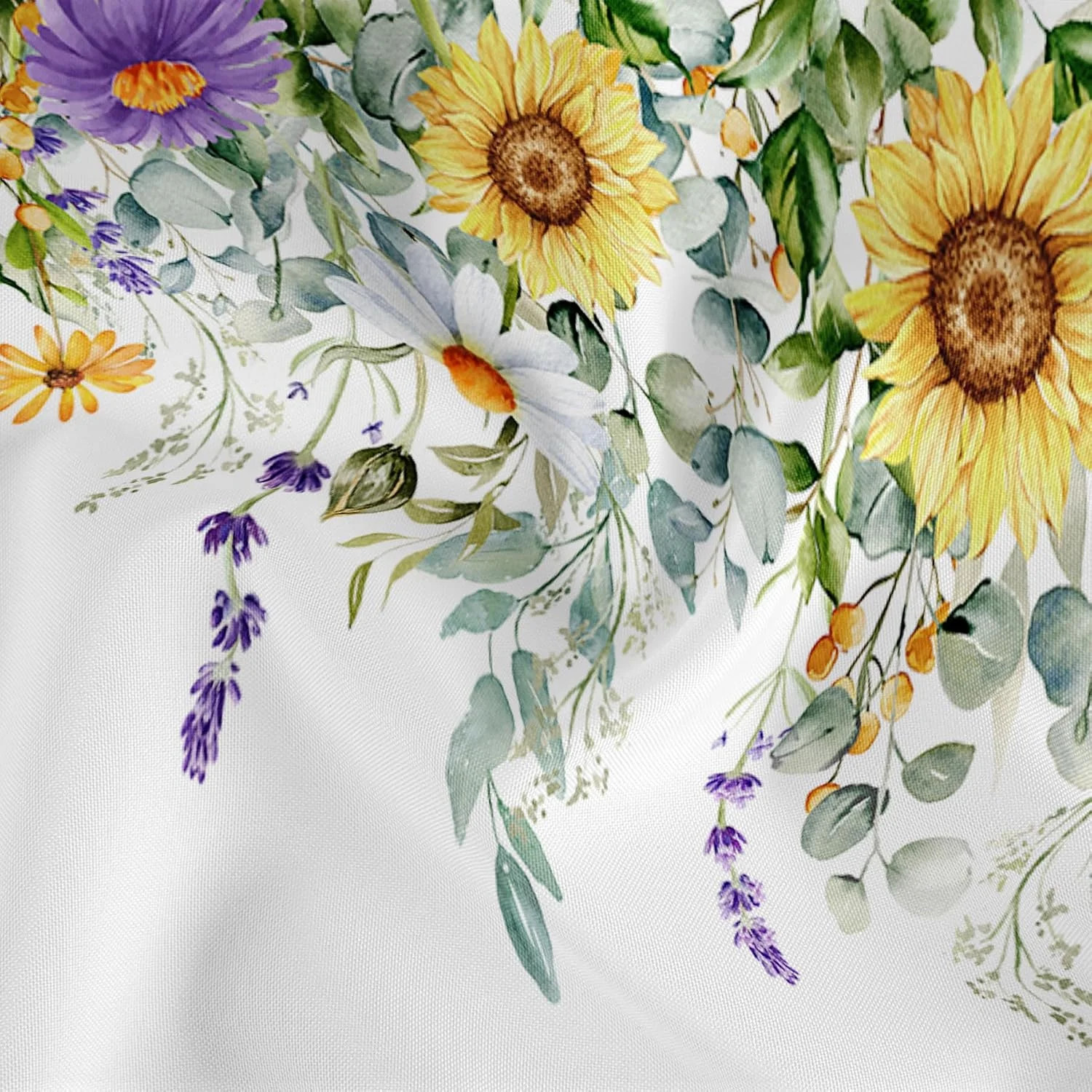 Spring Wildflower Flower Valances for Windows, Rod Pocket 42×12 in | Valance Cur