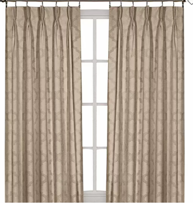 Windsor Pinch Pleat Back Tab Panel Curtain Light-Filtering 34in x 84in Camel