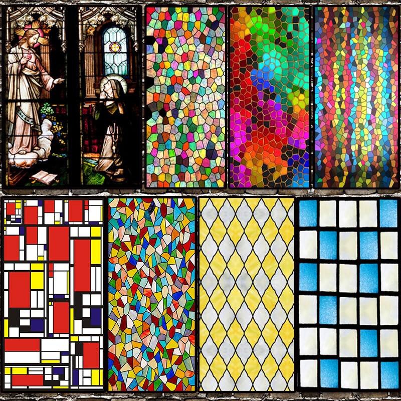 Self Adhesive Frosted Stained Glass Window Door 3D Sticker Film Decor
