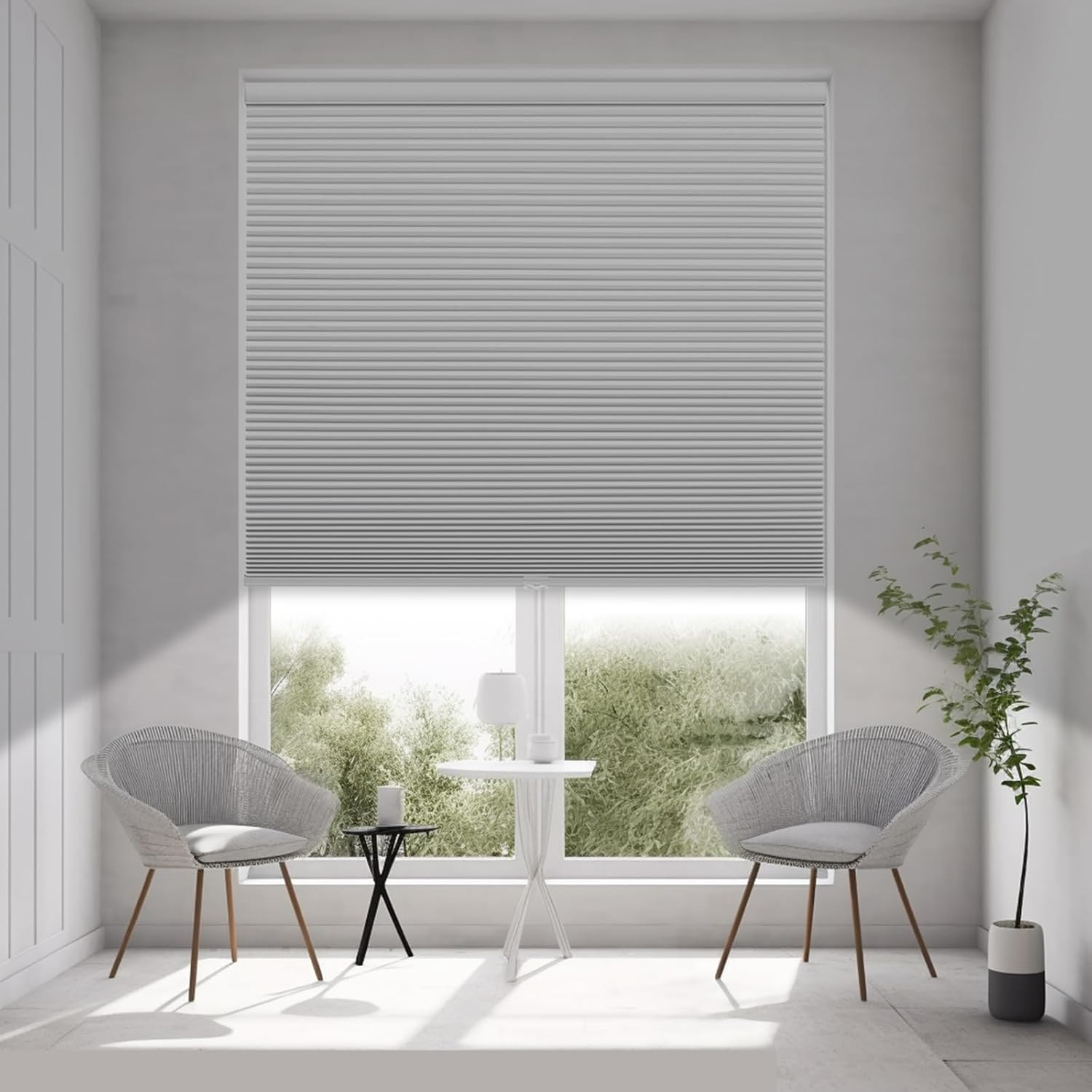 Cordless Blackout Cellular Shades, 44″W x 72″H, White Honeycomb Blinds