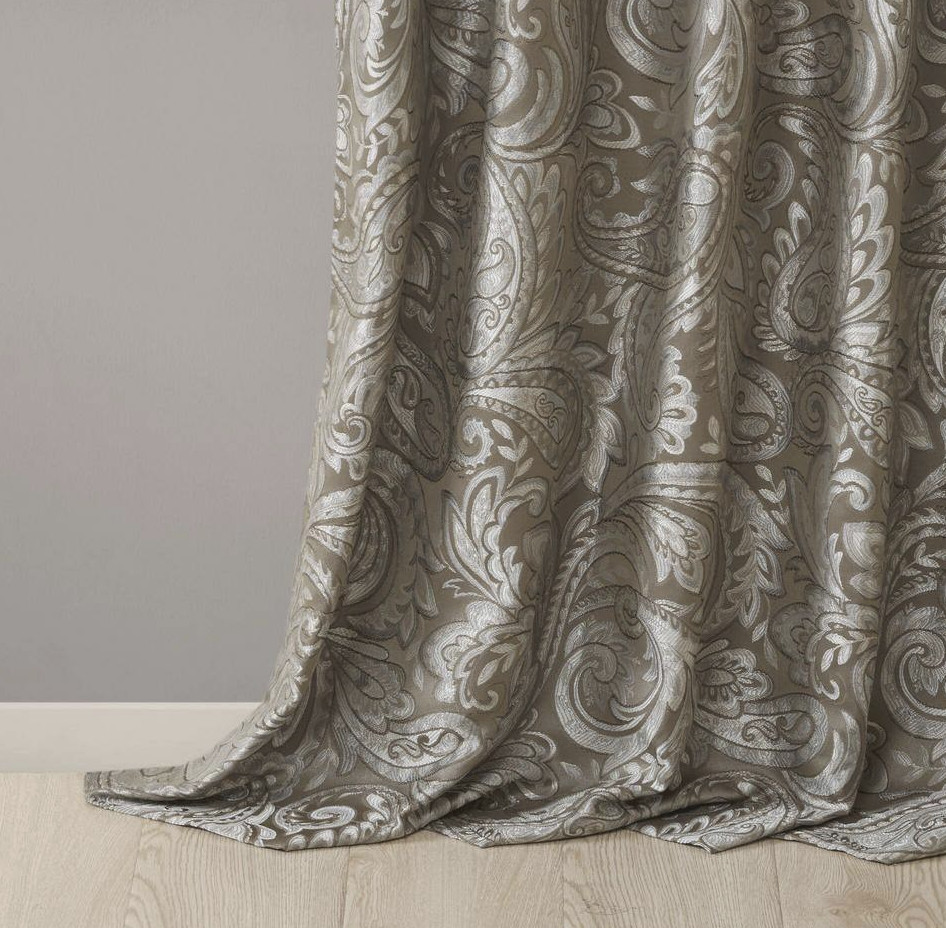 Madison Park Aubrey Jacquard Paisley Pattern 50×84 inch Curtains Brown & Blue