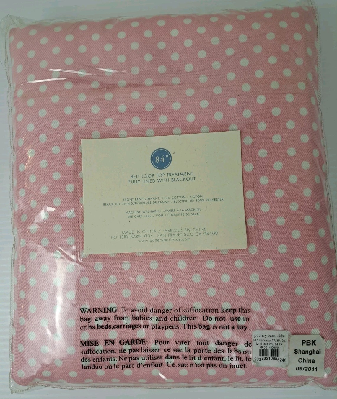 Pottery Barn Kids Pink Mini Dot Blackout Curtain Panel 44×84″ NEW IN PACKAGE