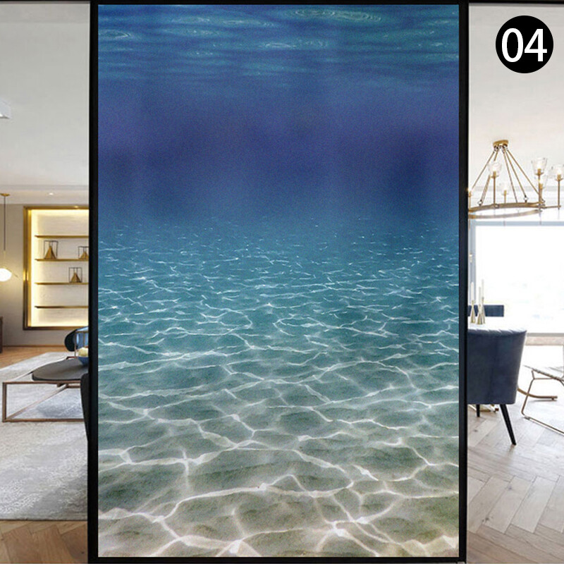 Ocean Underwater Static Clings Frosted Glass Stained Window Sticker Film NEW