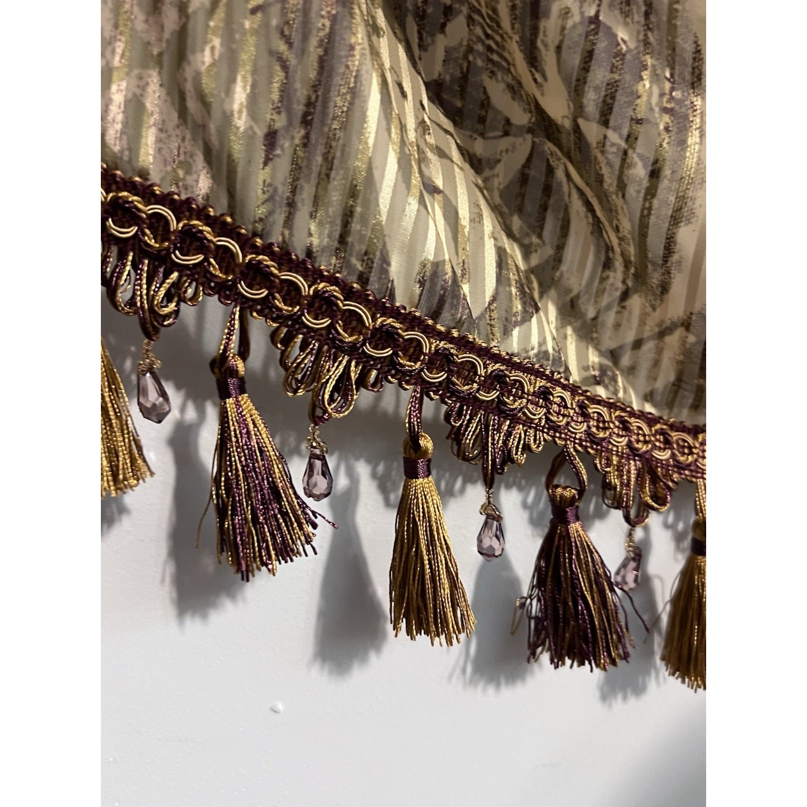 Chris Madden Set 2 Window Treatments 4 Panel 4 Waterfall Crystal Tassel VALANCES