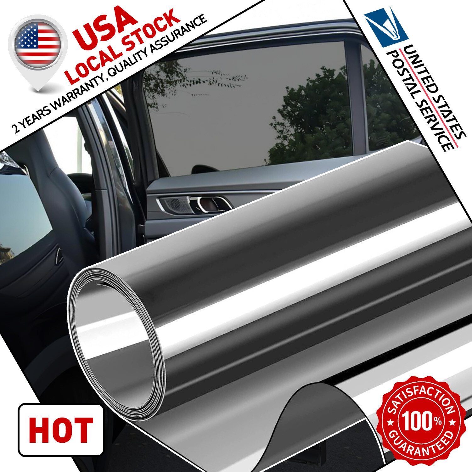 One Way Mirror Window Film Tint Self-Adhesive Reflective Glass for Home US
