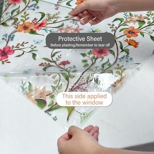 Rainbow Stained Glass Window Film 17.5×78.7 Static Cling Privacy UV Blocking