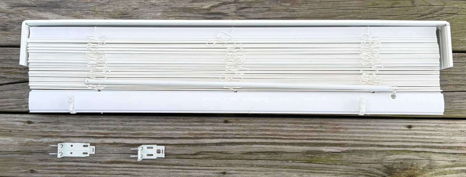 Nien Made Enterprise Cordless 2” White Faux Wood Slat Blinds 61” H X 33 & 1/2” W