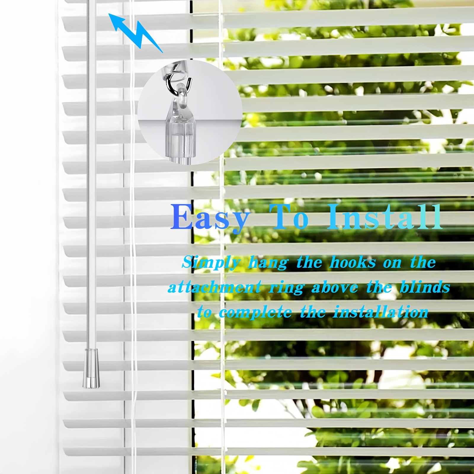 2 PCS 17 Inch Clear Blind Wands Rod Hook Grip Vertical Replacement Parts Tool