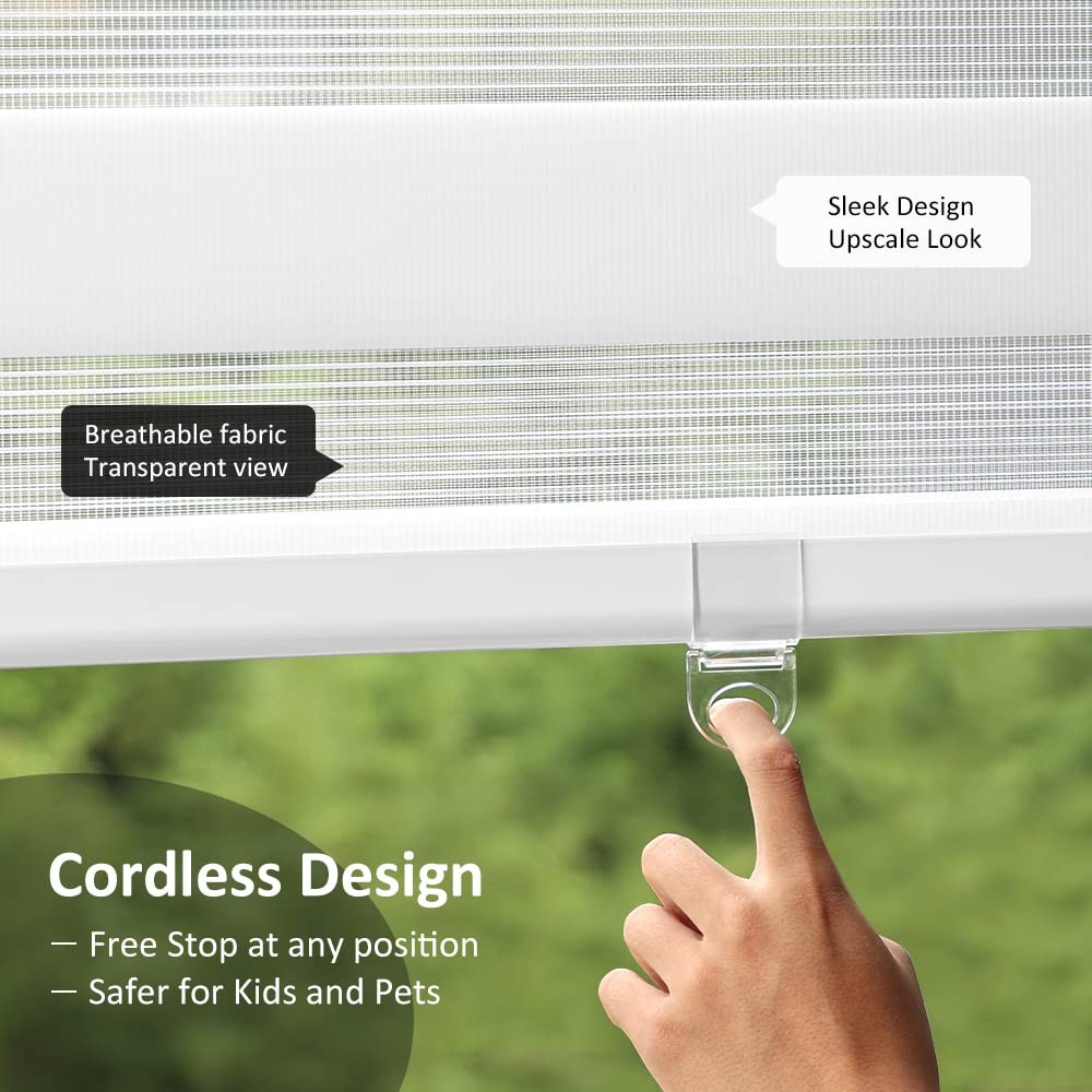 Luckup Cordless Zebra Blinds Roller Shades For Window-Dual Layer Sheer Blinds